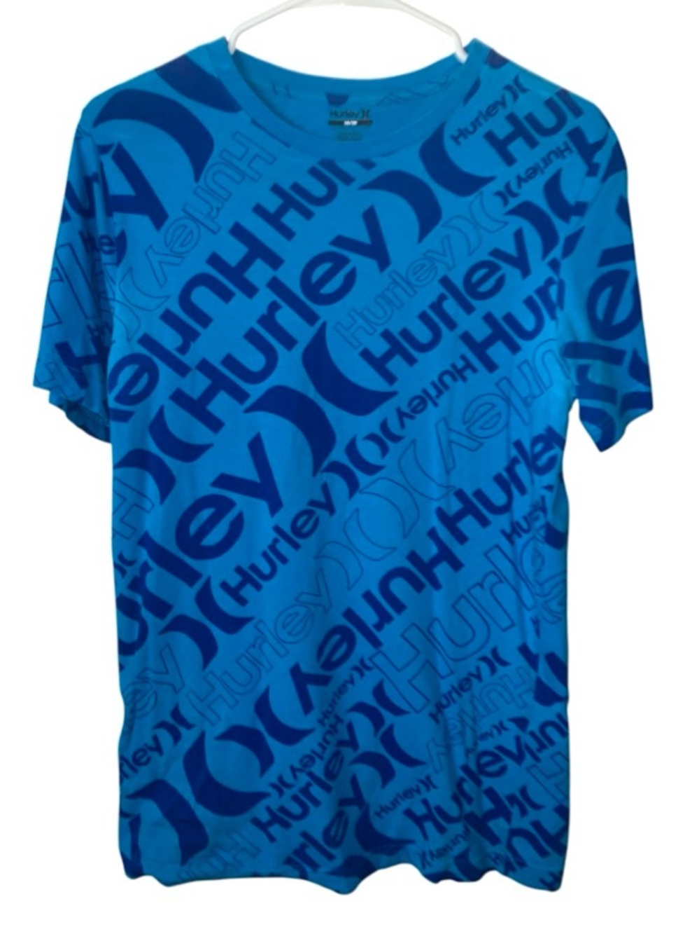 Hurley Bright Blue All-Over Logo Short Sleeve Tee